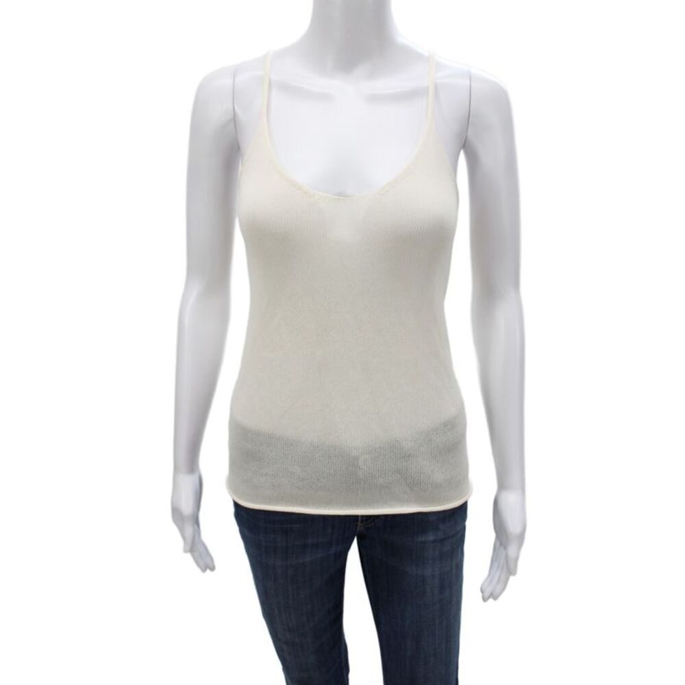 Zara Women Sleeveless V-Neck Camisole Beige Cotton Stretch Size M
